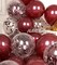 42 Pack Party Balloons - Metallic Burgundy and Confetti Latex Helium Balloons with 64ft Ribbons | 12 Inch Maroon Chrome Balloon Decoration Set